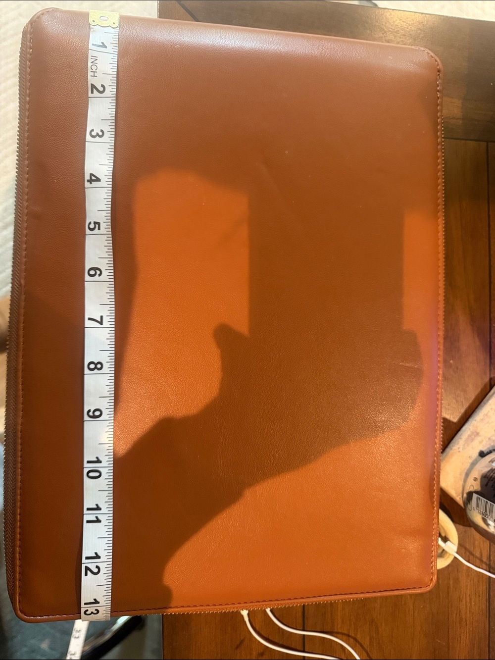 Laurel Denise brown Leather Zip Portfolio midnight pencil Pouch - Picture 6 of 7
